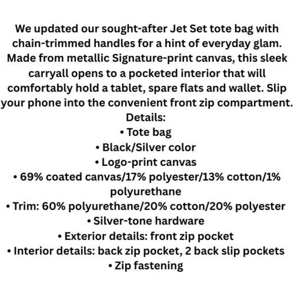 Authentic Michael Kors Jet Set Item Black/Silver Medium Front Zip Chain Tote :) - Picture 16 of 16